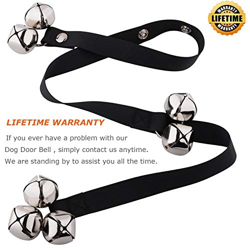 Roysili Dog Door Bell 2 Pack Dog Training Bells for Door Adjustable Potty Bells with 7 Extra Loud Bells for Training Housebreaking Black (with Free Bonus Poop Bag Holder) - Thumbnail 4