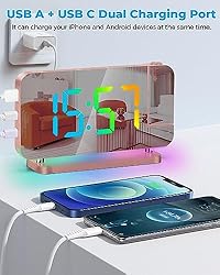 SZELAM Projection Alarm Clock,7.4 in LED Mirror