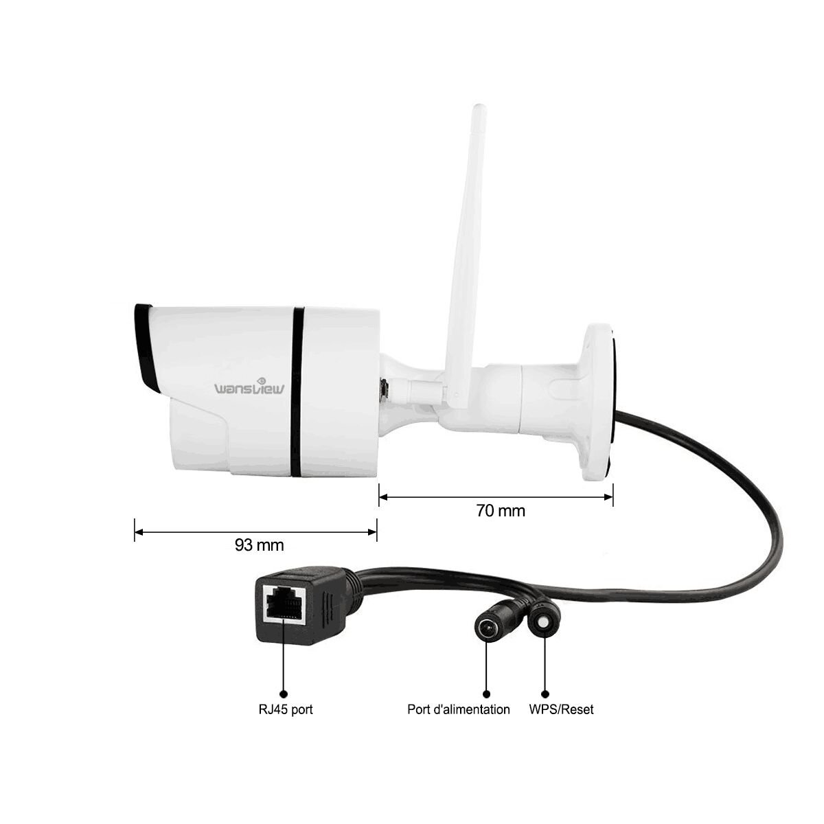 Wansview Caméra IP Surveillance, Caméra IP Extérieur 720P Wifi Caméra Sécurité IP66 Etanche avec Vision Nocturne W3 (Blanche)