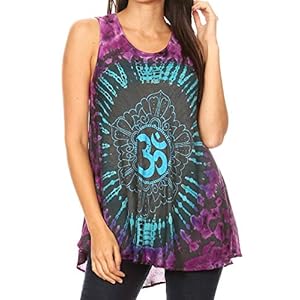 Sakkas Natalia Tie Dye Flare Tanktop voor dames, zomer, mouwloos, tuniek, blouse