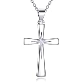 LUHE Cross Necklace for Women Sterling Silver Cross Pendant Necklace Opal Jewelry Religious Jewelry Christian Gifts