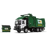 Mack TerraPro Waste Management Refuse Garbage Truck with Heil Half/Pack Freedom Front End Loader and CNG Tailgate White and Green with Garbage Bin 1/34 Diecast Model by First Gear 10-4006D
