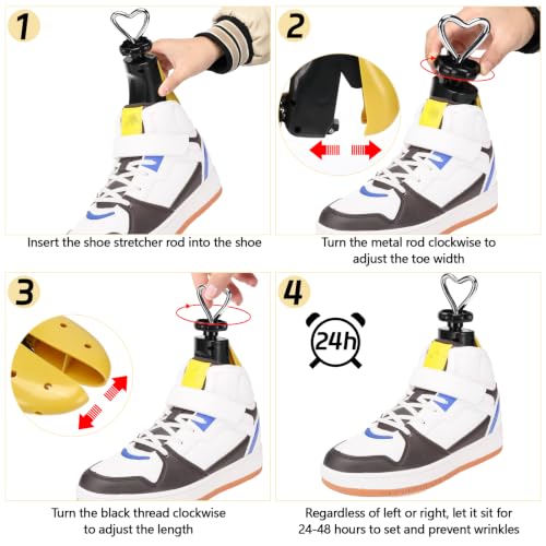 Luziyun Extensor de zapatos para hombre y mujer, tensor de zapatos de 4 vías, para ampliar, longitud y ancho ajustable, con calzador, adecuado para todos los zapatos (40-47)