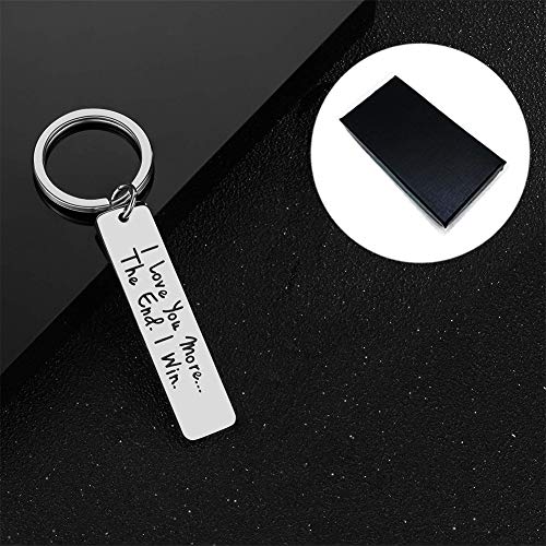 Runalp I Love You Most The End I Win, Stainless Steel Key Chain, Gift for Couple, Style 7, Black