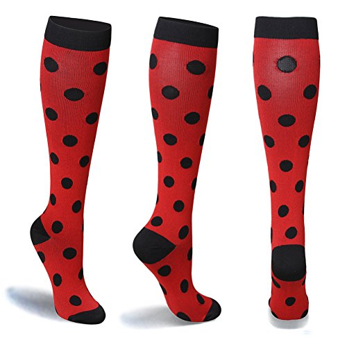 Graduated Compression Socks for Women & Men 20-30 mmHg - Moderate Compression Stockings For Running, Crossfit, Travel, Nurse, Maternity Pregnancy, Shin Splints (L/XL, Red & Black,2 Pairs)