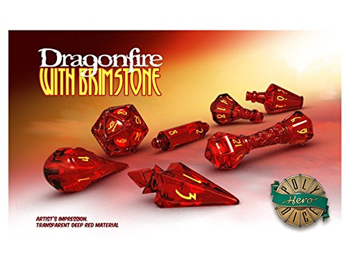 PolyHero Dice: Wizard 7 dice Set: Dragonfire/Brimstone