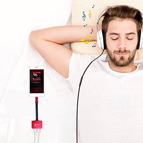 SORAKA 2 in 1 Lightning Adapter and Splitter for iPhone 7/iPhone 7 Plus/ iPhone 8/ iPhone 8 plus/iPhone X, (Support iOS 11) Dual Audio & Charge & Call Function (Black)