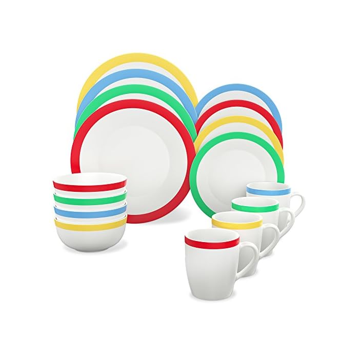 Vremi 16 Piece Dinnerware Set Service for 4 Round Porcelain Dinner