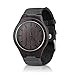 Mens Wooden Watch Black Leather Strap Analog Quartz Lightweight Handmade with Groomsman Gift WristWatches with Box