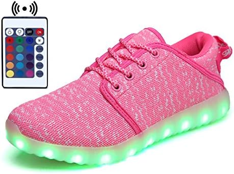 WaltZon Upgraded USB Charging LED Light Up Fashion Sports Flashing Sneaker Shoes For Kids Boys Girls(WZ6363-2Pink39)