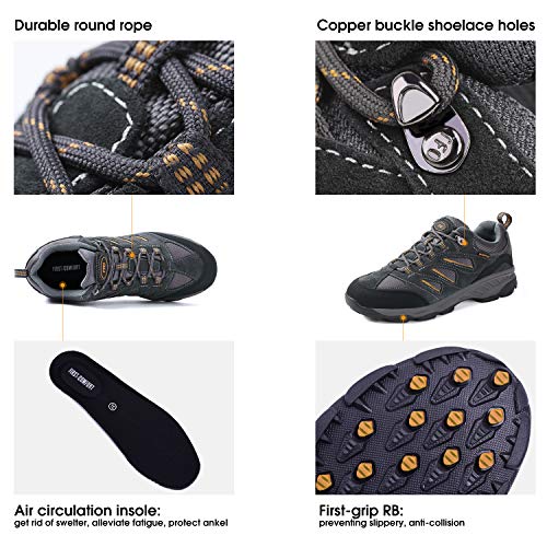 TFO Men's Air Cushion Outdoor Sports Non-Slip Hiking Shoes Athletic Running Climbing Trekking Sneakers (9.5, Dark Grey)