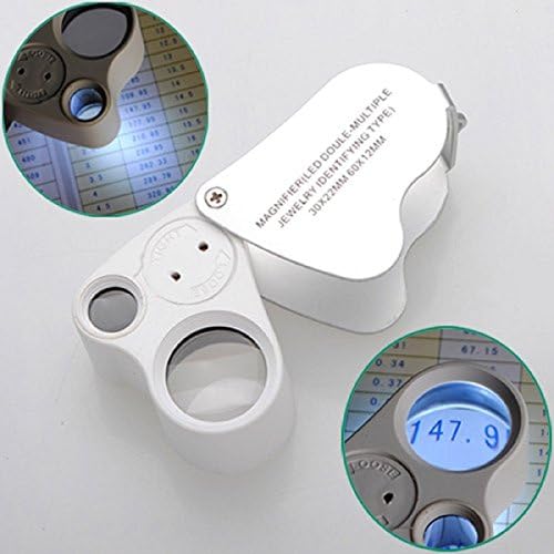 DREAMZE 30X 60X LED Lighted Illuminated Jewelers Eye Loupe Jewelry Magnifier for Gems Jewelry Rocks Stamps Coins Watches Antiques