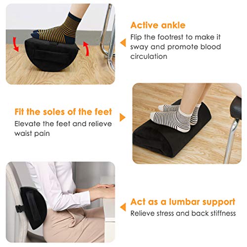 Foot Rest Under Desk,Adjustable Ergonomic Soft Yet Firm Foam Velvet