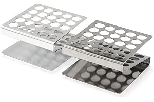 ULAB Scientific Test Tube Rack Set, Z Shape, Suitable for Tubes of Dia. ≤16mm, 1pc in Stainless Steel, 1pc in Aluminum, UTR1003