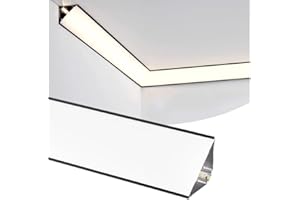 DGLILUAN 6 Pack 3.2ft LED Channel Aluminum Crown Moulding LED Diffuser Track for Ceiling Indirect Lighting, Top Corner Aluminum Strip for Ceiling Lighting Cornice Coving Decor (Black)