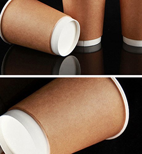 HOMMP 8 Oz Disposable Hot Coffee Paper Cups with Lids and Cup Sleeves, 100 Count/Box