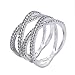 Impression Collection Double X Rings Cross Criss Trendy Fashion Statement Clear CZ Cocktails Gold Plated Size 6-10