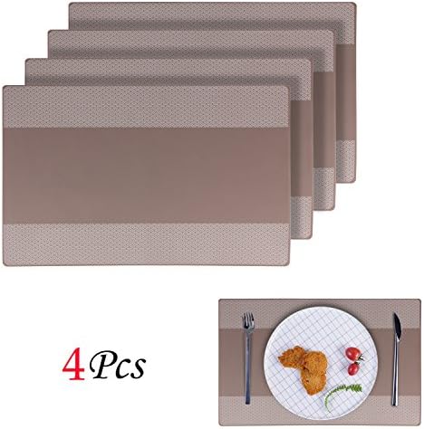 Placemats, EYGOO 4pcs Silicone Table Mats Reversible Pattern Place Mats for Dining Table (European)