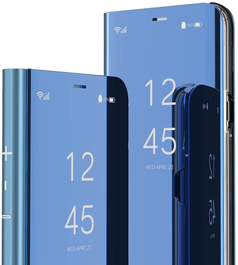 IMIRST Flip Case Compatible with One Plus Nord N200 5G - Mirror Clear View Bookstyle Luxury Protecter Shell With Kickstand Phone Case Cover for 1+ Nord N200 5G. Flip Mirror: Blue