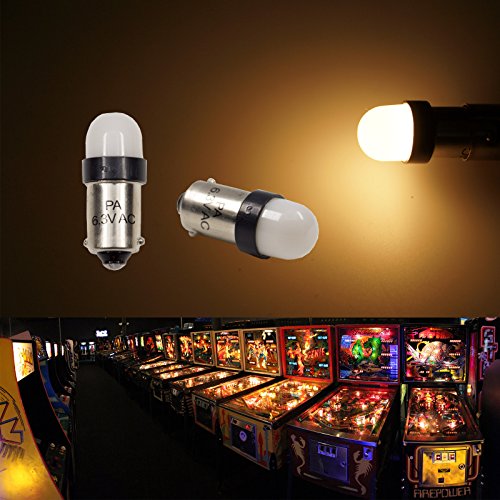 PA 10PCS #44#47#1893#756#1847 T11 ba9s 2 SMD 2835 LED 6.3V DC Wedge Pinball Gaming Machine Light Bulb Warm White 2700K