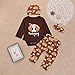 Mikrdoo 4Pcs Set Thanksgiving Outfit Toddler Baby Long Sleeve Romper Tops+ Pants + Hat + Headband Clothes Set (0-3 Months)