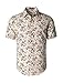 Allegra K Men Point Collar Short Sleeve Button Down Flower Pattern Shirt