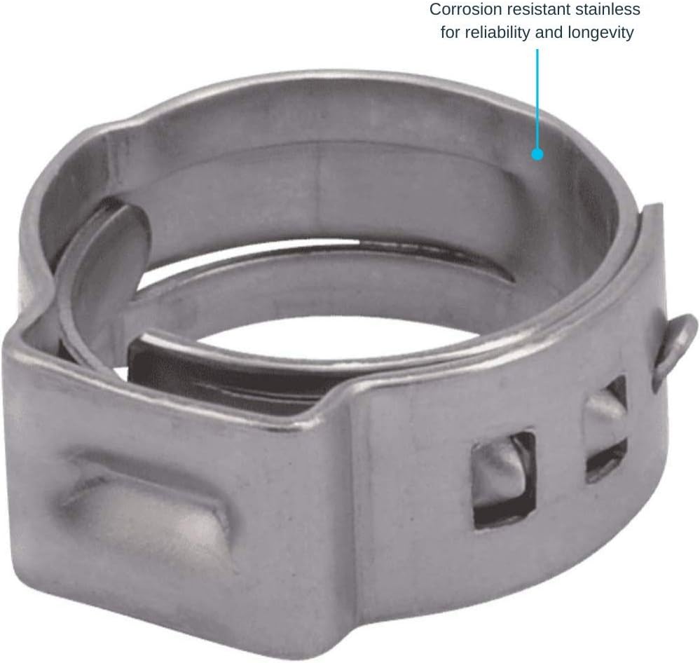 SharkBite UC953A PEX Clamp Ring 1/2 Inch, Stainless Steel, Pack of 10 - Faucet O Rings - 