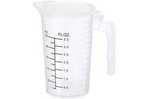 PATIKIL Graduated Beaker, 100ml PP Plastic Liquid Measuring Cup Double Sided Black Graduations with Handle Lid and Spout for 