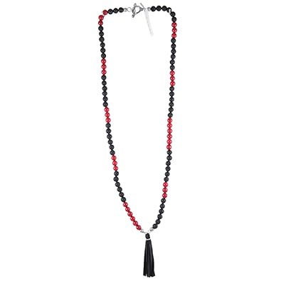 Amazon キャノピーレッド川beetメンズビーズネックレスwithレザー