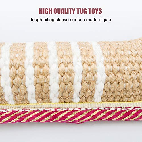 suruikei Dog Tug Toy Dog Bite Pillow Jute Bite Toy with 2 Handles, Tug of War Dog Toy for Puppy Training Interactive Play, Fetch, Suitable for Small Medium Large Dogs (Jute Bite Toy+Gloves)
