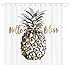 MAEZAP Golden Pineapple Summer Shower Curtain Tropical Fruit Vintage Style Fall Bathroom Decor Waterproof Polyester with Hooks 69x70 Inchs (Hello Bliss)