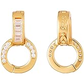 Hobbspring 2PCS 925 Sterling Silver Double Bail Clasps Golden Cubic Zirconia Pendant Clasp Necklace Extender Fold Over Twister Clasp Connector Decor for Necklace Bracelet Jewelry Making