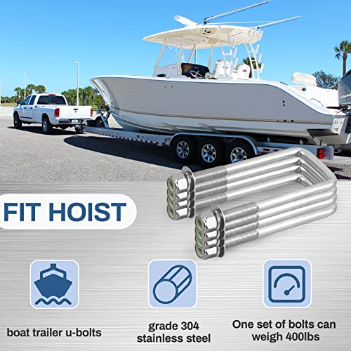 U Bolts 4 Sets,304 Stainless Steel Square U Bolt,U Bolts 3 Inch Wide,1/