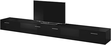E Com Tv Mobel Lowboard Schrank Stander Boston Korpus Schwarz Front Schwarz Hochglanz 300 Cm Amazon De Kuche Haushalt