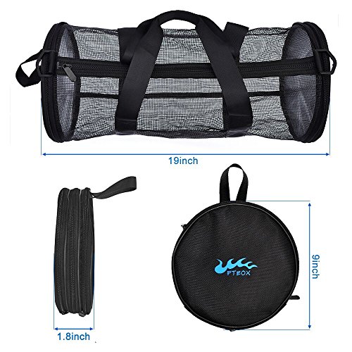 Dive Bags,Mesh Duffle Gear Bag with Shoulder Strap Equipment for Beach,Swimming,Snorkeling,Scuba Diving and Outdoor Sports (Black, Small)