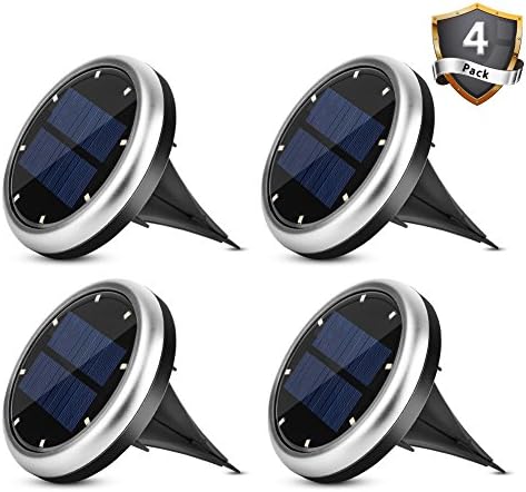Solar Lights Outdoor, GRESAHOM Spotlight LED Garden Ground Light 60 Hours Working Landscape lighting, Yard, Driveway, Lawn,Channel,Pathway Lights White/Warm White Upgraded Version Waterproof (4 PACK)