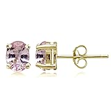 Yellow Gold Flashed Sterling Silver Simulated Pink