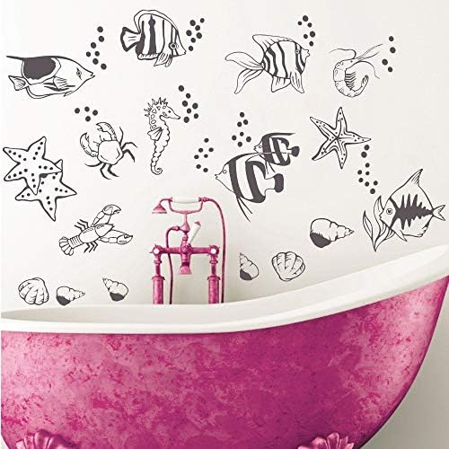 Atiehua Wall Stickers Marine Animals Aquarium Bubble Vinyl Art Mural Sticker Living Room Bedroom Children Room Wall Decals Warm Decor Y-33