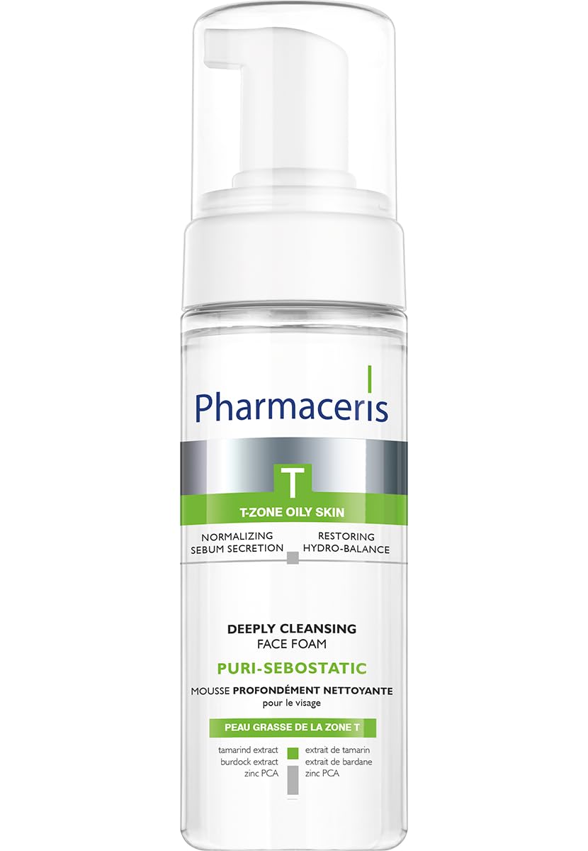 Pharmaceris T Puri-Sebostatic, Face Cleanser, Foaming Cleanser for Acne and Combination Skin, PCA Zinc, Tamarind and Burdock Extract, Face Wash - 150 ml