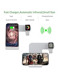 Maxjoy   Cargador inalámbrico compatible con iWatch, 2 en 1, base de carga inalámbrica Qi Fast compatible con Apple Watch iPhone XS X 8, Samsung Galaxy S9 S9+ S8 S8+ S7 Note 8 y más