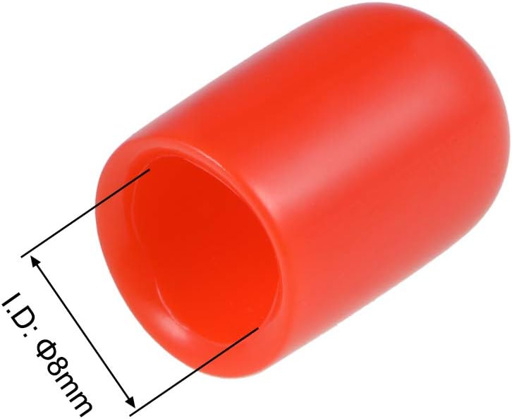 sourcing map 50pcs Rubber End Caps 8mm ID Vinyl Round Tube Bolt Cap Cover Screw Thread Protectors Red - Image 4