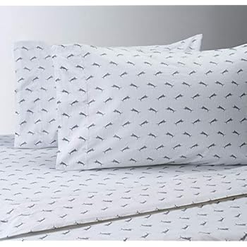 SUN WASHED Hotel Sheets 100% Cotton Soft & Smooth Percale Weave 4 Piece Cotton Sheet Set, Fade, Stain Resistant - Marlin Grey, Full