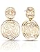 XZP Hollow Out Flower Pendant Women Large Drop Earring 14k Gold Plated Fashion Filigree Jewelry Metal Dangle Earring(Gold)