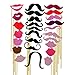 Miayon 58PCS Colorful Props On A Stick Mustache Photo Booth Party Fun Wedding Favor Christmas Birthday Favor