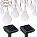 voona Solar Outdoor String Lights - 2-Pack 30ct 20ft Frosted Globes Warm White LED Decoration Strings for Holiday Party Outdoor Garden