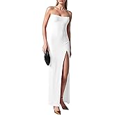 SHESEEWORLD Women's Strapless High Slit Corset Maxi Dress Elegant Backless Cocktail Formal Gown and Evening Dresses Long