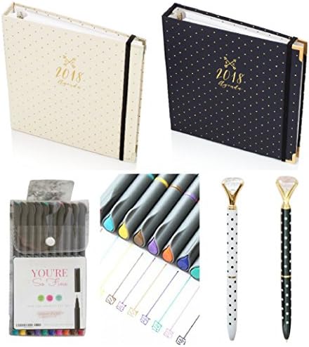 Best Weekly 2018 Goal and To do Planner by Susana Cresce - Year 2018 Agenda For Productivity - Work, Entrepreneur, Mom - 9 x 9.5 Binder Desk Diary (Two (2) Navy and Cream + 2 Pen Set)