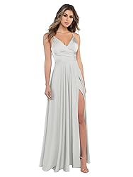 Lindo Noiva Silver Satin Bridesmaid Dress for Women