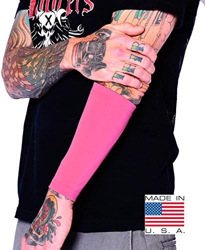 Tat2XInk Armor Premium Forearm 9" Tattoo Cover Up Sleeve - No Slip Grip - U.S. Made - Pink - XL2X (one sleeve)