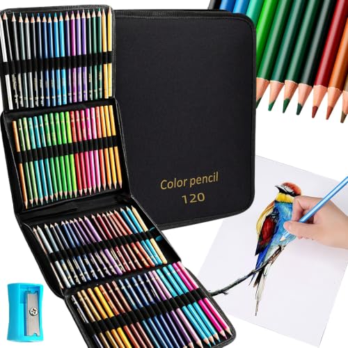 GODREAM Lapis de Cor Profissional, 120 Cores Mais Vivas, com Estojo Portátil, Lapis de Colorir Macio e Aveludado para Desenho, Pintura, Esboço e Escrita, Presente Criativo para Adultos e Iniciantes